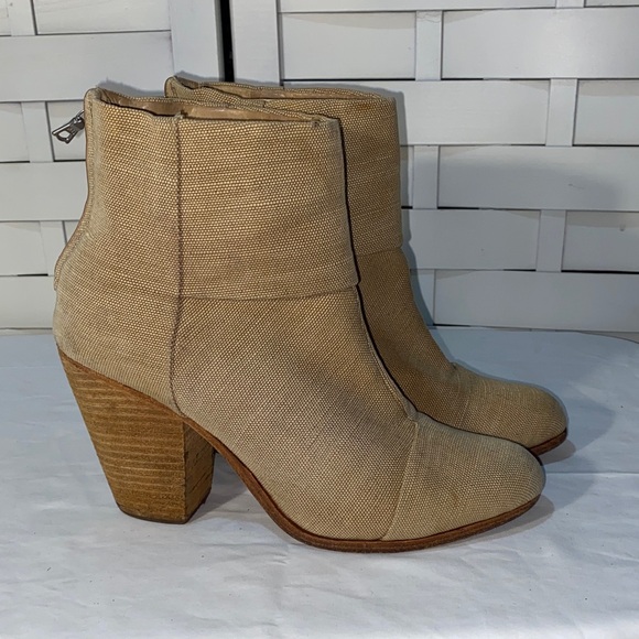 Rag & Bone Newbury Stylish Tan Canvas Ankle Boots for Women - Picture 3 of 7